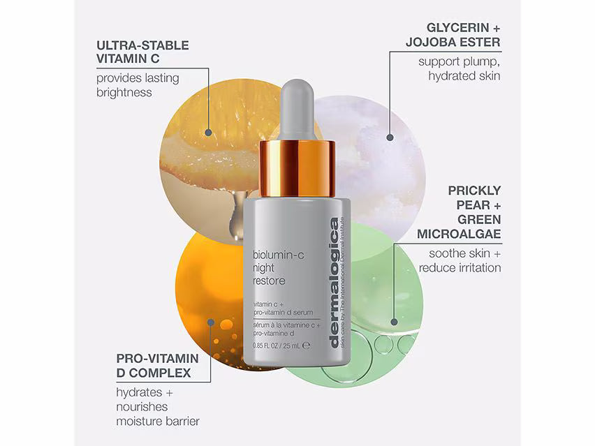 Dermalogica BioLumin-C Night Restore Serum (travel size) - 0.10 fl oz / 3 ml