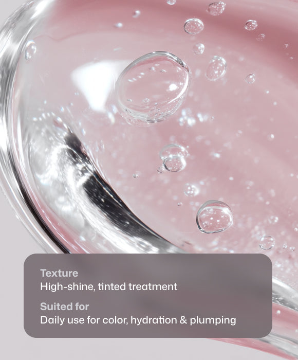 High-shine tinted treatment texture close-up